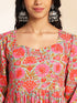 Multicolor Cotton Floral Printed Flared Dress